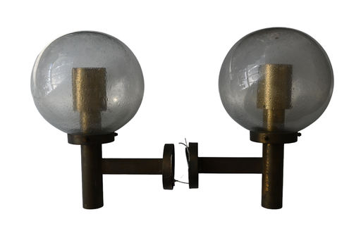 Glashütte Limburg, Par de lámparas de pared, bolas de cristal, ca. 1970
