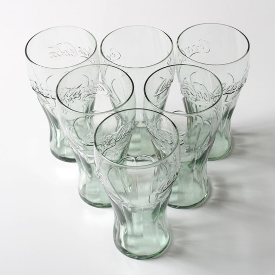 Lot de 6 verres Coca-Cola vintage / Verres Coca-Cola classiques vert Géorgie 400 ml / Années 1990 (photo 3 of 8)