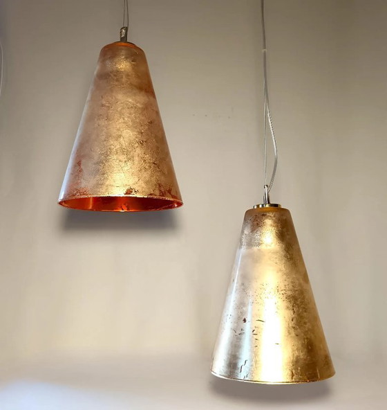 Image 1 of Ceiling Pendant Light (1 of 2), Mid Century Modern, Minimalist, Post Modern, Architectural Lighting, RUGGIU-Italy, Murano Gold G