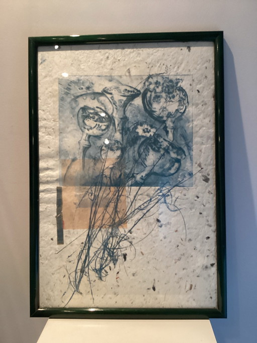 Jeanine Van Durme - Einzigartige Mixed-Media-Radierung (Künstlerabzug) auf handgeschöpftem Papier