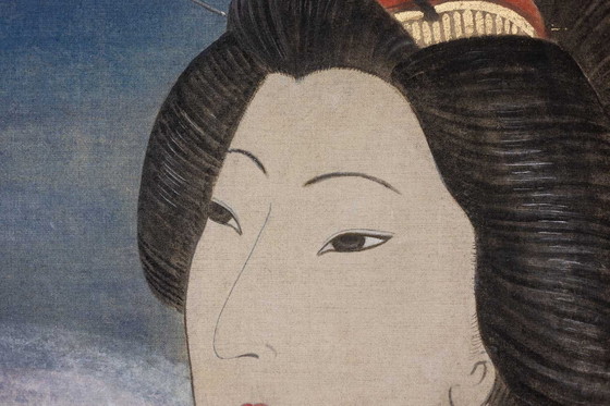 Image 1 of Toile Peinte Représentant un Personnage de Style Asiatique. Contemporain.