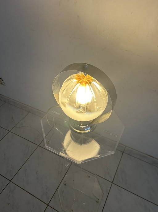 Vintage glass and chrome table lamp