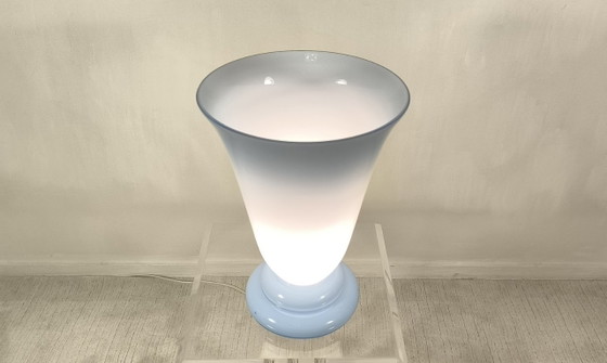 Image 1 of 😍✨ Magnificent large vintage lamp in opaline blue Bohemian glass — signed Czechoslovakia — 1960s/70s ✨😍
