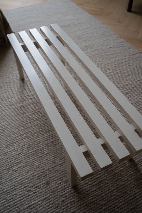 White metal slatted bench, Coffee tables, Modern (photo 7 of 12)