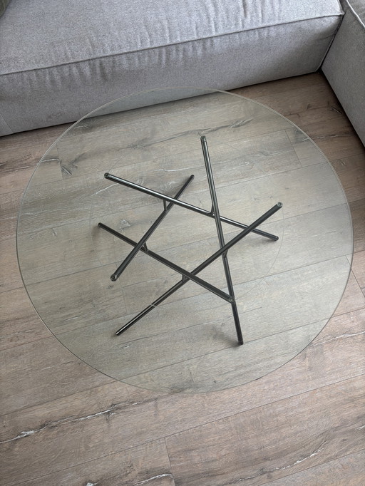 Seventies Italian design balance glass coffeetable 