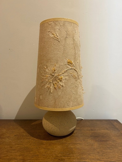 Stone lamp with a dried flower lampshade, 1970