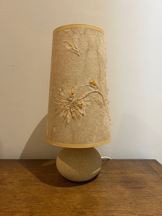 Image 1 of Stone lamp with a dried flower lampshade, 1970