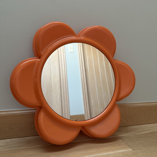 Miroir vintage à fleurs orange