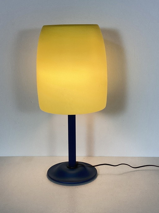 Large Heavy Metal And Glass Memphis Style Lamp 1980's – tafellampen