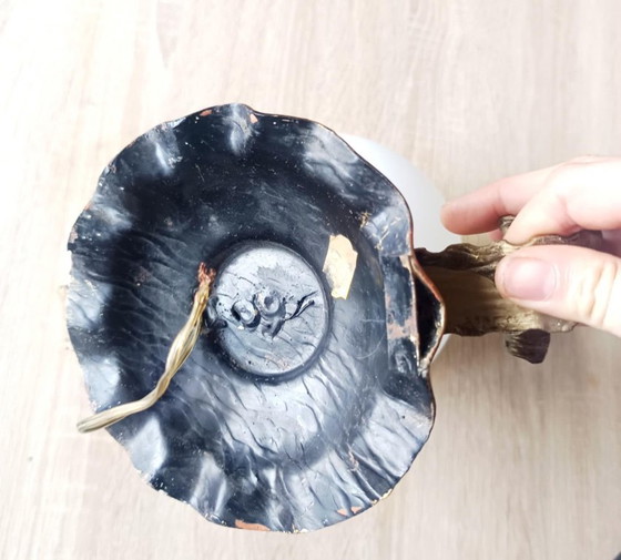 Image 1 of 2 brutalistische wandlampen van verguld metaal, circa 1970