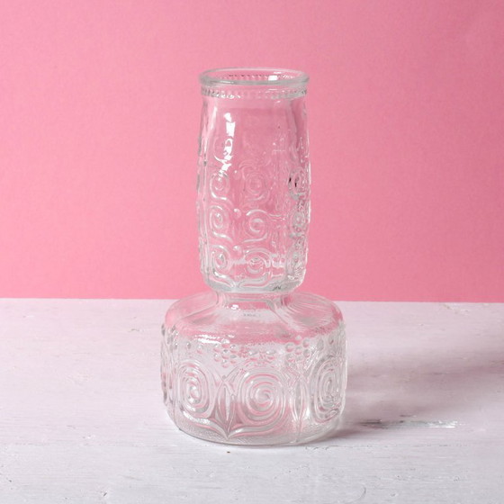 Image 1 of Vintage Mid-century Clear Pressed Glass Vase by Adolf Matura / Rosice / Czech Republic / 1973