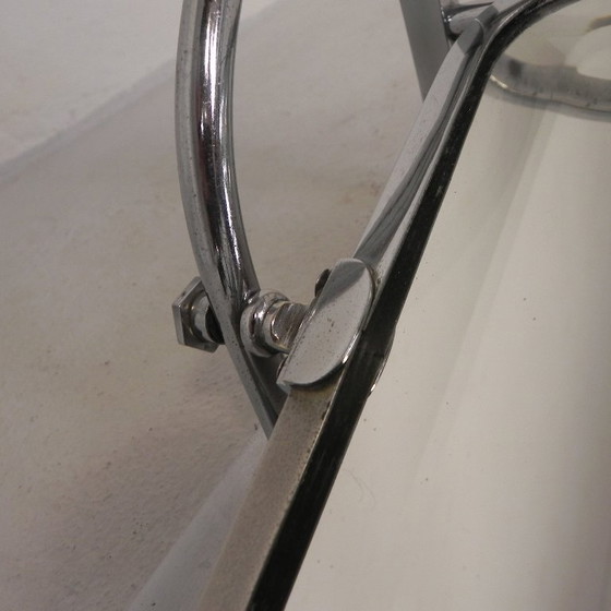 Image 1 of Perchero de pared Art Déco con espejo biselado ajustable en marco cromado, década de 1930.