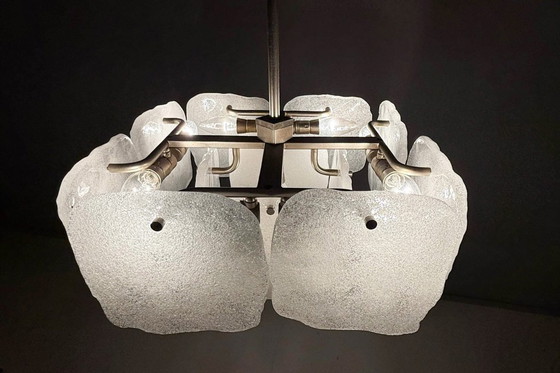 Image 1 of Lampe en verre glacé/plafonnier de J.T. Kalmar pour Kalmar Franken, modèle : Bernstein, Autriche, années 1960