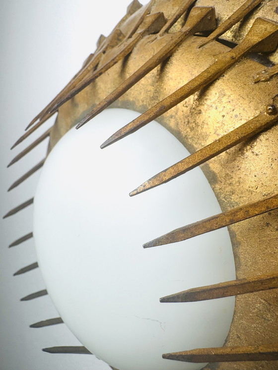 Image 1 of SET DI LUCI DA PARETE BRUTALIST SUNBURST, FRANCIA, anni '60