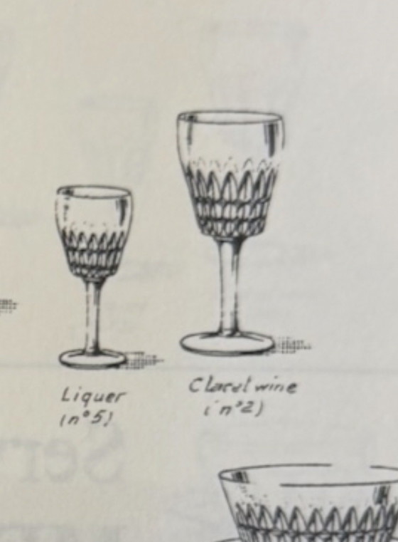 Image 1 of Val Saint Lambert – Sechsteiliges Set Kristall-Weingläser „Service Mery“ – Art Deco – 1940er Jahre