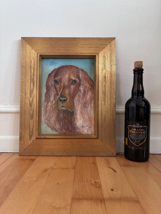 Vintage original dog portrait oil painting, signed animal art – Paintings & Drawings, Wood, Canvas (photo 16 of 19)
