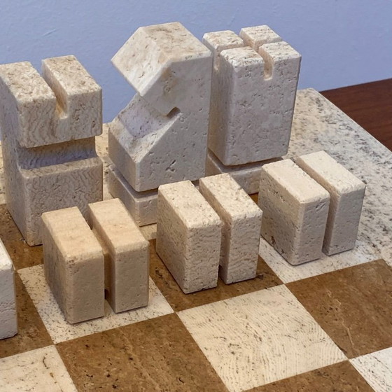 Image 1 of Angelo Mangiarotti chessboard 1970s travertine