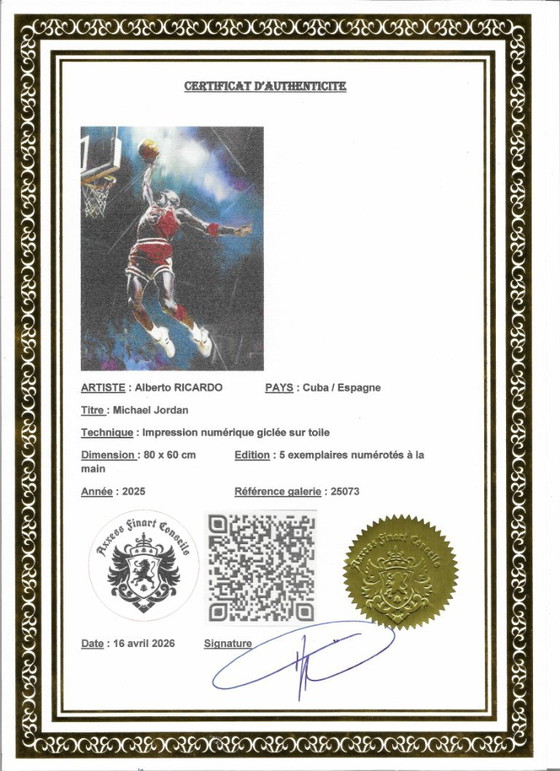 Alberto Ricardo - Michael Jordan - Artist's Lithograph – Lithographs & prints, Canvas (photo 8 of 13)