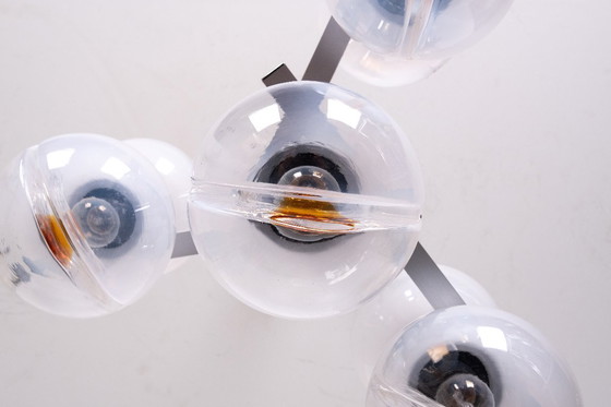 Image 1 of Lampadario di Murano Mazzega / Lampada a sospensione in vetro Space Age, anni '70, Italia