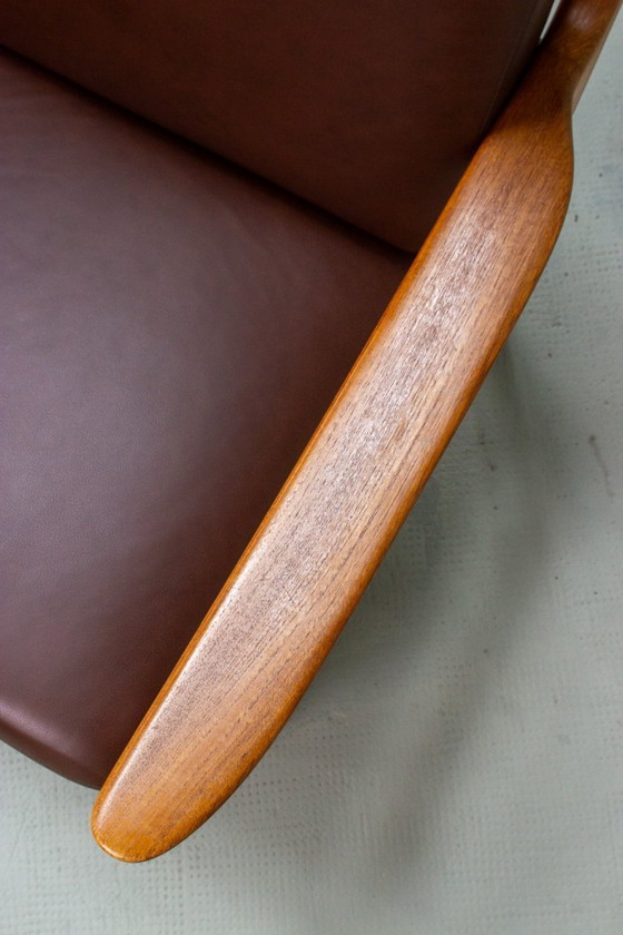 Image 1 of Canapé vintage en teck, style danois, Juul Kristensen, cuir, milieu du siècle