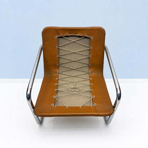 Image 1 of Paire de fauteuils CUIR, cantilever par H. Pfalzberger (CH) années 60