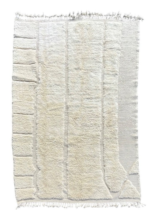 Image 1 of Tappeto marocchino in lana bianca Mrirt 200x320cm- Tappeto berbero marocchino Beni Ourain