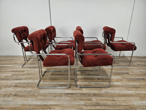 Set of Six Tucroma Dining Chairs by Guido Faleschini for I4 Mariani, 1970