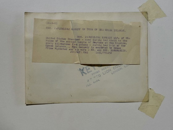 Image 1 of Jackie Kennedy visits Greece. Press photo 1961