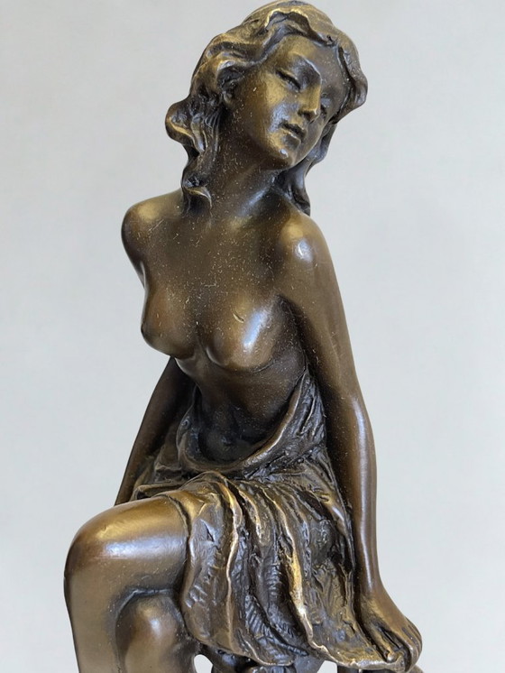 Image 1 of Superbo set di 3 sculture in bronzo firmate Collinet – stile Art Déco – 28 cm