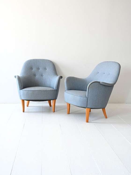 Image 1 of Paar vintage Samsas fauteuils van Carl Malmsten
