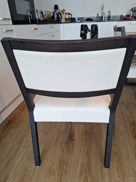Image 1 of 6 dining chairs in wenge wood and aniline leather