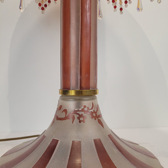 Image 1 of Lámpara De Mesa, Firmado Suberville, Art Nouveau, Vidrio Doblado Y Grabado Al Ácido, S. Xx – Francia