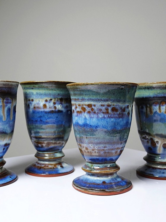 Image 1 of Set of 5 glazed ceramic mazagrans, 1960s-1980s