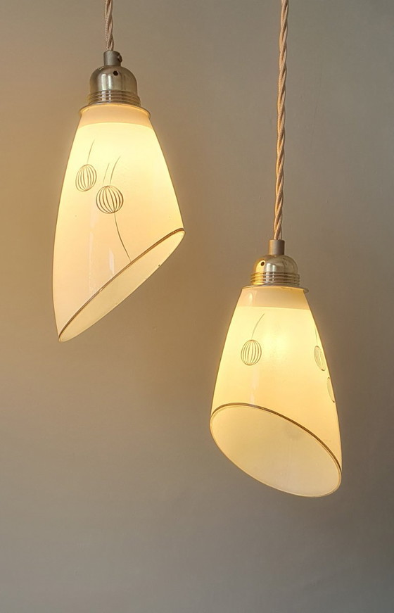 Set Vintage Hanglampen Met Decoratie. Beige / Zacht Geel – Metal (photo 8 of 27)
