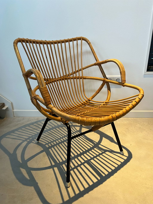 Vintage Rotan lounge stoel
