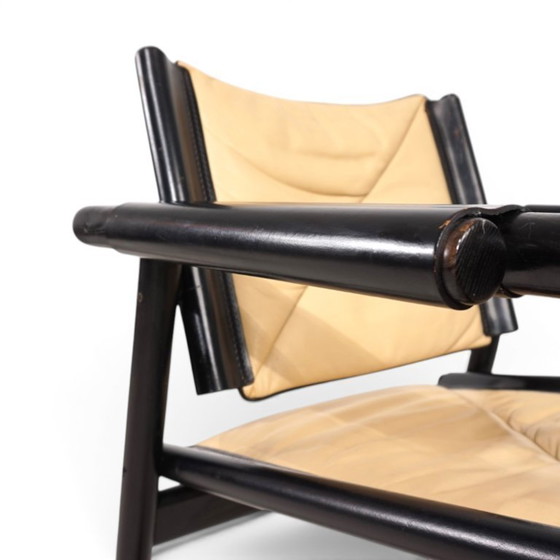 Image 1 of WK Möbel leren fauteuil met voetenbank – toegeschreven aan Hans Eichenberger, 1970