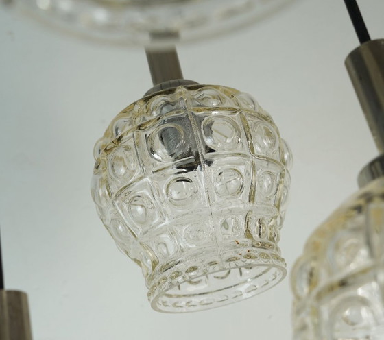 Image 1 of mid-century cascade PENDANT LIGHT - 7 shades - bubble glass and chrome - 1960s/1970s