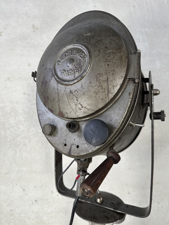 Image 1 of Vintage Industrial Theater Spot on Tripod - Cremer