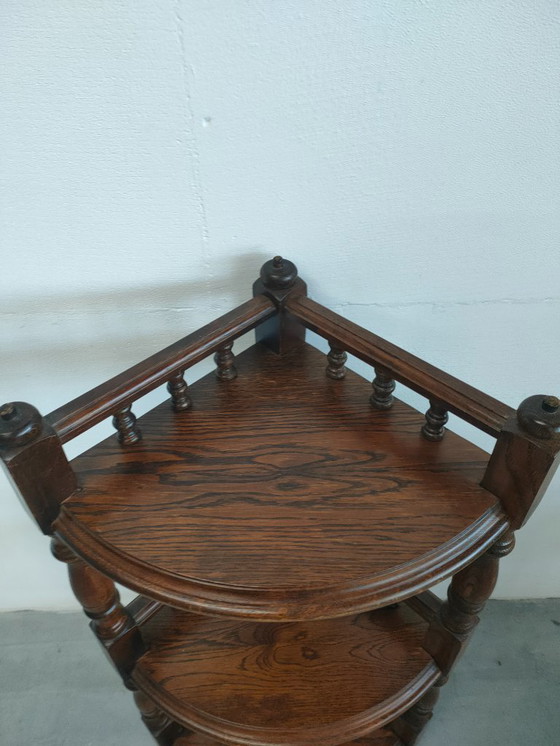 Image 1 of Vintage (Antiek) open hoekmeubel hoekkastje plantentafel/'shelving plant stand' 