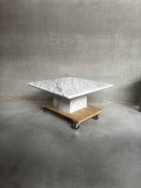 Image 1 of 1980s carrara marble coffee table 