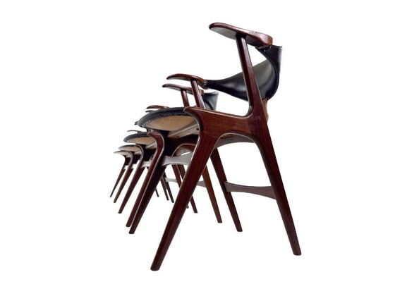 Image 1 of set di 4 sedie da pranzo di design in corno di mucca vintage di Louis van Teeffelen per AwA