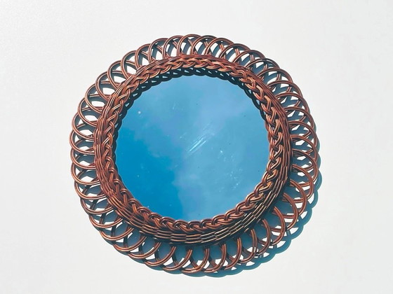 Image 1 of Rotan spiegel 49 cm * Vintage 70s *
