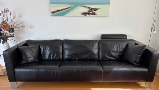 Touché-Sofa aus schwarzem Leder