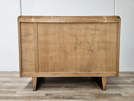Image 1 of Toscaanse art deco commode uit de jaren 1940 van wortelnotenhout.