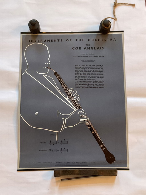 Manifesto d'epoca pubblicato da Boosey &amp; Hawkes - Strumenti per orchestra - The Cor Anglais
