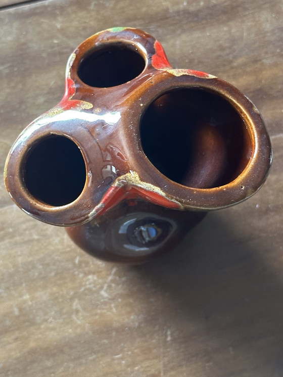 Image 1 of Triflore Vintage Vallauris ceramic vase H 16 cm