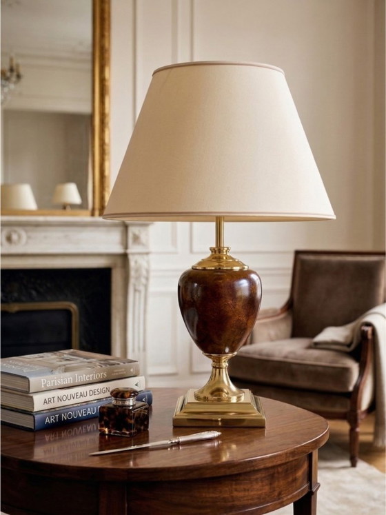 Image 1 of Deknudt tafellamp – Messing & Keramiek – Neoklassieke stijl – Ref. 3615/1 – H. 63 cm