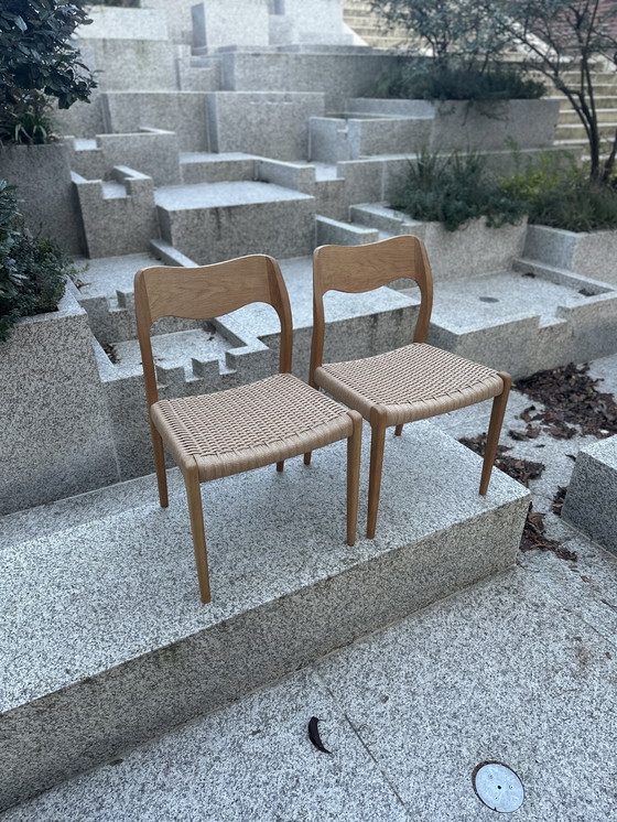 Image 1 of 4 eiken Niels Otto Moller eetkamerstoelen met papercord