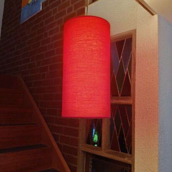 Image 1 of Rode hanglamp Ø18 – Rode stoffen kap