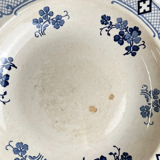 Image 1 of Low Terre de Fer KG Lunéville salad bowl, "Jane" model, blue, 1890-1915